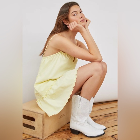 Aritzia Sunday Best Agatha Dress Yellow Babydoll Sleeveless Mini Size Large - Picture 7 of 16